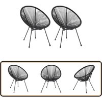 Vidaxl - Moon-Gartenstühle 2 Stk. Rattan Schwarz - Gartensessel - Lounge Chair - Outdoor Möbel - Gartenmöbel Set - Rattan Sessel von VIDAXL