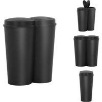 Mülltonnen & Abfalleimer - Living Duo Mülleimer Schwarz 50 l - Schwarz von VIDAXL