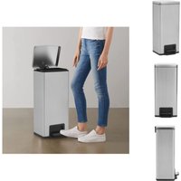 Mülltonnen & Abfalleimer - Living Mülleimer mit Pedal Anti-Fingerabdruck 30 l Silbern Edelstahl - Silber von VIDAXL