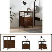 Nachttisch Braun Eichen-Optik 34x35,5x50 cm Holzwerkstoff - Industrielles Design - Nachttisch - Beistelltisch - Wohnzimmerdeko - Holzwerkstoff von VIDAXL