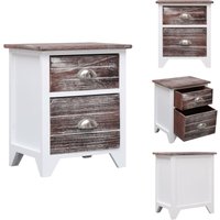 Vidaxl - Nachttisch Braun und Weiß 38×28×45 cm Paulownia-Holz - Nachttisch - Schreibtischlampe - Wohnzimmer Deko - Sideboard - Möbel Vidaxl - Nachttisch Braun und Weiß 38×28×45 cm Paulownia-Holz - Nachttisch - Schreibtischlampe - Wohnzimmer Deko - Sideboard - Möbel von VIDAXL