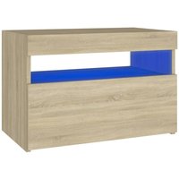 Bonnevie - Nachttisch LED-Leuchten Sonoma-Eiche 60x35x40cm Holzwerkstoff vidaXL430557 von BONNEVIE