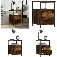 Vidaxl - Nachttisch Räuchereiche 34x35,5x50 cm Holzwerkstoff - Industrielles Design - Nachttisch - Wohnzimmermöbel - Holzwerkstoff - Eisen - Home & von VIDAXL