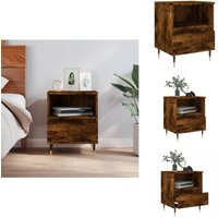 Nachttisch Räuchereiche 40x35x50 cm Holzwerkstoff - Nachttisch - Wohnzimmermöbel - Holzwerkstoff - Metall - Sideboard von VIDAXL