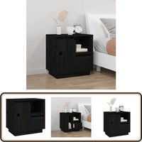 Vidaxl - Nachttisch Schwarz 50x34x50 cm Massivholz Kiefer - Nachttisch - Wohnzimmer - Schlafzimmerschreibtisch - Massives Holz - Kiefernholz von VIDAXL