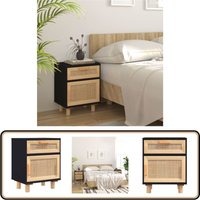 Nachttisch Schwarz Massivholz Kiefer und Natur-Rattan - Nachttisch - Wohnzimmermöbel - Schlafzimmerschrank - Schreibtisch - Sideboard Nachttisch Schwarz Massivholz Kiefer und Natur-Rattan - Nachttisch - Wohnzimmermöbel - Schlafzimmerschrank - Schreibtisch - Sideboard von VIDAXL
