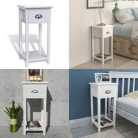 Nachttisch mit 1 Schublade Weiß - Nachtisch - Nachttisch Weiß - Schreibtischlampe Tisch - Wohnzimmer Deko - Sideboard - Home & Living Nachttisch mit 1 Schublade Weiß - Nachtisch - Nachttisch Weiß - Schreibtischlampe Tisch - Wohnzimmer Deko - Sideboard - Home & Living von VIDAXL