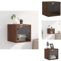 Vidaxl - Nachttisch mit Glastür Braun Eichen-Optik 35x37x35 cm - Wandregal - Nachttisch - Wohnzimmer Deko - Möbel - Eiche Optik von VIDAXL