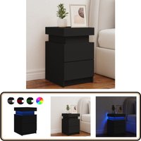 Nachttisch mit LED-Leuchten Schwarz 35x39x55 cm - Nachtisch - Nachttischlampe - Wohnzimmerdeko - Schlafzimmereinrichtung - Holznachtisch von VIDAXL