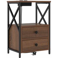 Nachttisch mit Ladestation Braune Eiche Holzwerkstoff Vidaxl Nachttisch mit Ladestation Braune Eiche Holzwerkstoff Vidaxl von VIDAXL