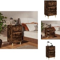 Vidaxl - Nachttisch mit Massivholz-Beinen Räuchereiche 40x35x69 cm - Nachttisch - Bettschrank - Wohnzimmer Deko - Skandinavisches Design - Holzmöbel von VIDAXL