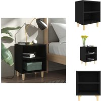 Vidaxl - Nachttisch mit Massivholz-Beinen Schwarz 40x30x50 cm - Nachttisch - Beistelltisch - Wohnzimmer Deko - Skandinavisches Design - Holzmöbel von VIDAXL