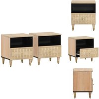 Nachttische 2 Stk. 40x33x46 cm Massivholz Mango - Nachttisch - Mango Holzmöbel - Wohnzimmerdeko - Handgeschnitzt - Schlafzimmereinrichtung von VIDAXL