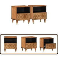 Nachttische 2 Stk. 40x33x46 cm Massivholz Mango - Nachttisch - Mangoholz - Vintage Stil - Handgefertigt - Wohnzimmer von VIDAXL