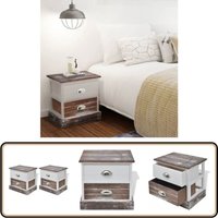 Vidaxl - Nachttische 2 Stk. Braun und Weiß - Nachttisch - Französischer Stil - Landhausmöbel - Schubladenkommode - Beistelltisch Vidaxl - Nachttische 2 Stk. Braun und Weiß - Nachttisch - Französischer Stil - Landhausmöbel - Schubladenkommode - Beistelltisch von VIDAXL