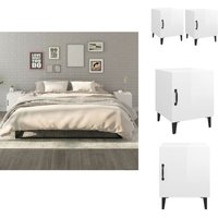 Nachttische 2 Stk. Hochglanz-Weiß Holzwerkstoff - Nachttisch - Wohnzimmer Dekoration - Holzwerkstoff Möbel - Weißes Bettzeug - Kommode von VIDAXL