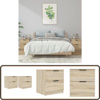 Nachttische 2 Stk. Sonoma-Eiche Holzwerkstoff - Nachttische - Wohnzimmer Dekoration - Holzwerkstoffe Möbel - Sideboard - Kommode von VIDAXL
