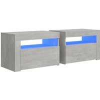 Bonnevie - 2er-Set Nachttische,Beistelltische mit LEDs Betongrau 60x35x40 cm vidaXL von BONNEVIE