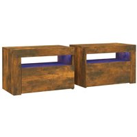 Nachttische 2 Stk. mit LEDs Räuchereiche 60x35x40 cm vidaXL von VIDAXL