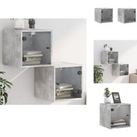 Vidaxl - Nachttische mit Glastüren 2 Stk. Betongrau 35x37x35 cm - Beton Grau Nachttisch - Wandhängend Nachttisch - Wohnzimmer Deko von VIDAXL