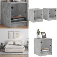 Nachttische mit Glastüren 2 Stk. Betongrau 35x37x42 cm - Beton Grau Nachttisch - Wohnzimmer Dekoration - Kommode - Sideboard - Möbel - Home & Living Nachttische mit Glastüren 2 Stk. Betongrau 35x37x42 cm - Beton Grau Nachttisch - Wohnzimmer Dekoration - Kommode - Sideboard - Möbel - Home & Living von VIDAXL