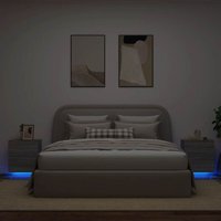 Nachttische mit LED-Leuchten 2 Stk. Grau Sonoma Holzwerkstoff - Vidaxl Nachttische mit LED-Leuchten 2 Stk. Grau Sonoma Holzwerkstoff - Vidaxl von VIDAXL