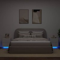 Nachttische mit LED-Leuchten 2 Stk. Weiß Holzwerkstoff - Vidaxl Nachttische mit LED-Leuchten 2 Stk. Weiß Holzwerkstoff - Vidaxl von VIDAXL
