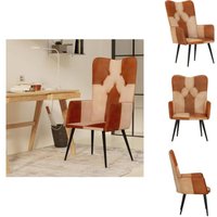 Ohrensessel Braun und Creme Echtleder - Sessel - Ohrensessel - Leder Sessel - Wohnzimmersessel - Lounge Sessel von VIDAXL