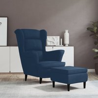 Ohrensessel mit Hocker Blau Samt Vidaxl von VIDAXL