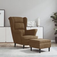 Ohrensessel mit Hocker Braun Samt Vidaxl von VIDAXL