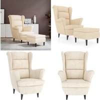 Ohrensessel mit Hocker Creme Samt - Samtsessel - Cremefarbener Sessel - Wohnzimmersessel - Ohrensessel - Relax Sessel - Home & Living Ohrensessel mit Hocker Creme Samt - Samtsessel - Cremefarbener Sessel - Wohnzimmersessel - Ohrensessel - Relax Sessel - Home & Living von VIDAXL