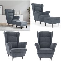 Ohrensessel mit Hocker Dunkelgrau Samt - Samtsessel - Wohnzimmersessel - Ohrensessel - Relaxsessel - Dunkelgrauer Sessel - Home & Living von VIDAXL