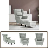 Ohrensessel mit Hocker Hellgrau Samt - Samtsofa - Ohrensessel - Wohnzimmersessel - Bequeme Sessel - Grau Sofa Ohrensessel mit Hocker Hellgrau Samt - Samtsofa - Ohrensessel - Wohnzimmersessel - Bequeme Sessel - Grau Sofa von VIDAXL