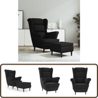 Ohrensessel mit Hocker Schwarz Samt - Samtsofa - Ohrensessel - Wohnzimmersessel - Bequeme Sessel - Luxussessel Ohrensessel mit Hocker Schwarz Samt - Samtsofa - Ohrensessel - Wohnzimmersessel - Bequeme Sessel - Luxussessel von VIDAXL