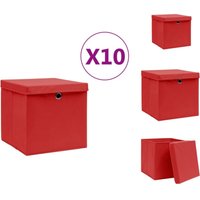 Ordnungshelfer - Living Aufbewahrungsboxen mit Deckeln 10 Stk. 28x28x28 cm Rot - Rot Ordnungshelfer - Living Aufbewahrungsboxen mit Deckeln 10 Stk. 28x28x28 cm Rot - Rot von VIDAXL