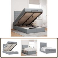 Ottoman-Bett mit Matratze Hellgrau 120x190 cm Stoff - Vidaxl Ottoman-Bett mit Matratze Hellgrau 120x190 cm Stoff - Vidaxl von VIDAXL