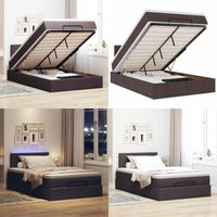 Ottoman-Bett mit Matratze & LEDs Dunkelbraun 120x190 cm Stoff - Vidaxl Ottoman-Bett mit Matratze & LEDs Dunkelbraun 120x190 cm Stoff - Vidaxl von VIDAXL