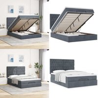 Vidaxl - Ottoman-Bett mit Matratzen Dunkelgrau 140x200 cm Samt von VIDAXL