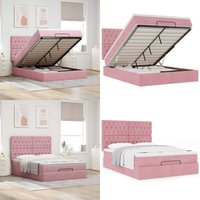 Ottoman-Bett mit Matratzen Rosa 140x200 cm Samt - Vidaxl Ottoman-Bett mit Matratzen Rosa 140x200 cm Samt - Vidaxl von VIDAXL