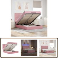 Ottoman-Bett mit Matratzen & LEDs Rosa 140x200 cm Samt - Vidaxl Ottoman-Bett mit Matratzen & LEDs Rosa 140x200 cm Samt - Vidaxl von VIDAXL