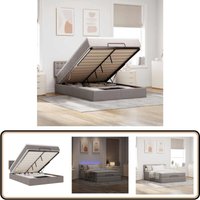 Ottomane Bett mit Matratze & LEDs Taupe 140x200 cm Stoff - Vidaxl von VIDAXL