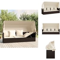 Outdoor-Loungebett mit Dach und Kissen Braun Poly Rattan - Outdoormöbel - Lounge Bett - Sonnenschirm - Gartenmöbel - Poolbereich Outdoor-Loungebett mit Dach und Kissen Braun Poly Rattan - Outdoormöbel - Lounge Bett - Sonnenschirm - Gartenmöbel - Poolbereich von VIDAXL