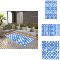 Outdoor-Teppich arakil Weiß und Blau 80x150 cm pp - Außenbereich Dekoration - Balkon Teppich - Terrassen Teppich - Garten Teppich - Pool Bereich Deko von VIDAXL