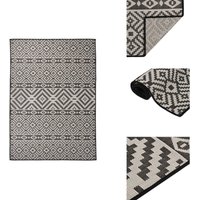 Outdoor-Teppich Flachgewebe 120x170 cm Schwarz Gestreift - Außenbereich - Terrassenüberdachung - Balkon - Gartendekoration - Wetterfest von VIDAXL