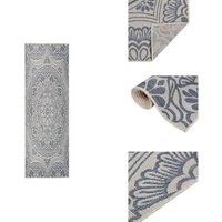 Outdoor-Teppich Flachgewebe 80x250 cm Blaues Muster - Außenbereich - Terrassenüberdachung - Balkon - Wetterfest - UV-Beständigkeit von VIDAXL