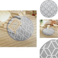 Outdoor-Teppich arakil Grau Ø120 cm pp - Außenbereich - Gartenmöbel - Terrassenbelag - Balkondecke - Sonnenschutz von VIDAXL