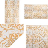 Outdoor-Teppich arakil Orange und Weiß 190x290 cm pp - Außenbereich Dekoration - Balkon Teppich - Terrassen Teppich - Garten Teppich - Pool Bereich von VIDAXL