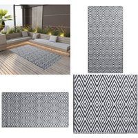Outdoor-Teppich arakil Weiß und Schwarz 160x230 cm pp - Außenbereich Dekoration - Balkon Teppich - Terrassen Teppich - Garten Teppich - Pool Bereich von VIDAXL