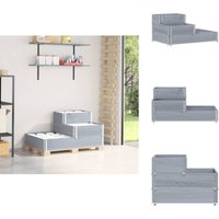 Paletten-Aufsatzrahmen 3-fach Grau 120x80 cm Massivholz Kiefer - Palettenaufständer - Palettenregal - Holzkiste - Gartenmöbel - Hochbeet von VIDAXL