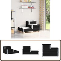Paletten-Aufsatzrahmen 3-fach Schwarz 120x80 cm Massivholz - Palettenaufständer - Holzkiste - Palettenregal - Lagerlösung - Gartengeräte von VIDAXL